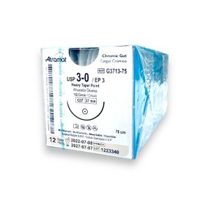 CATGUT CROMICO 3-0 A/37MM REDONDA ATRAMAT