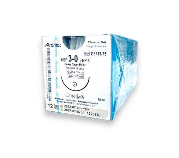 CATGUT CROMICO 3-0 A/37MM REDONDA ATRAMAT