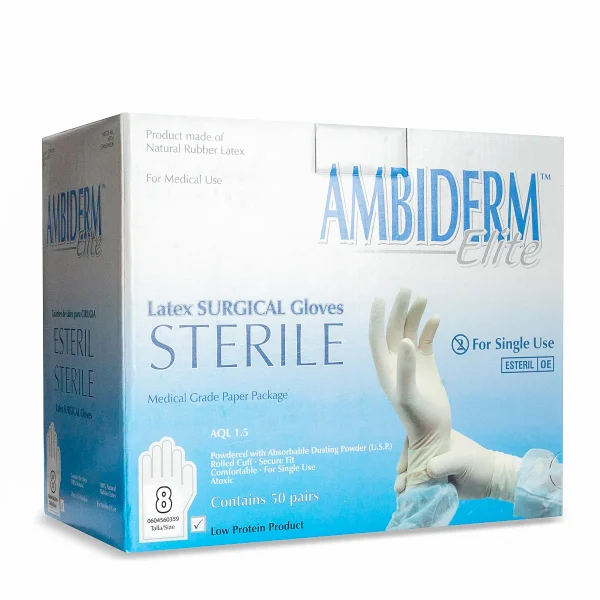 GUANTE PARA CIRUGIA ELITE #8 C/50 PARES AMBIDERM